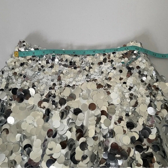 FREE PEOPLE -Can't Get Enough Mini Sequin Skirt - Silver size 0 - Picture 12 of 14
